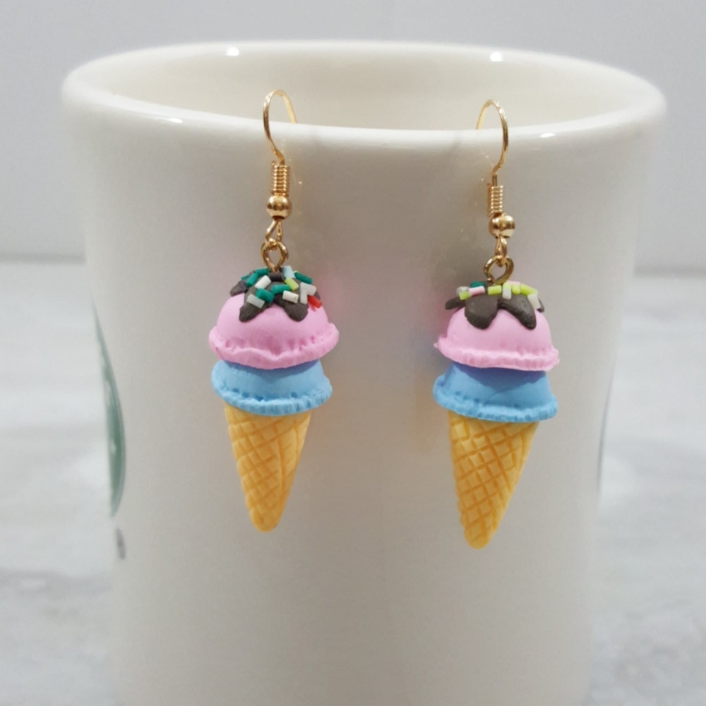 Summer Fun Dangle Double Scoop Ice Cream Earrings